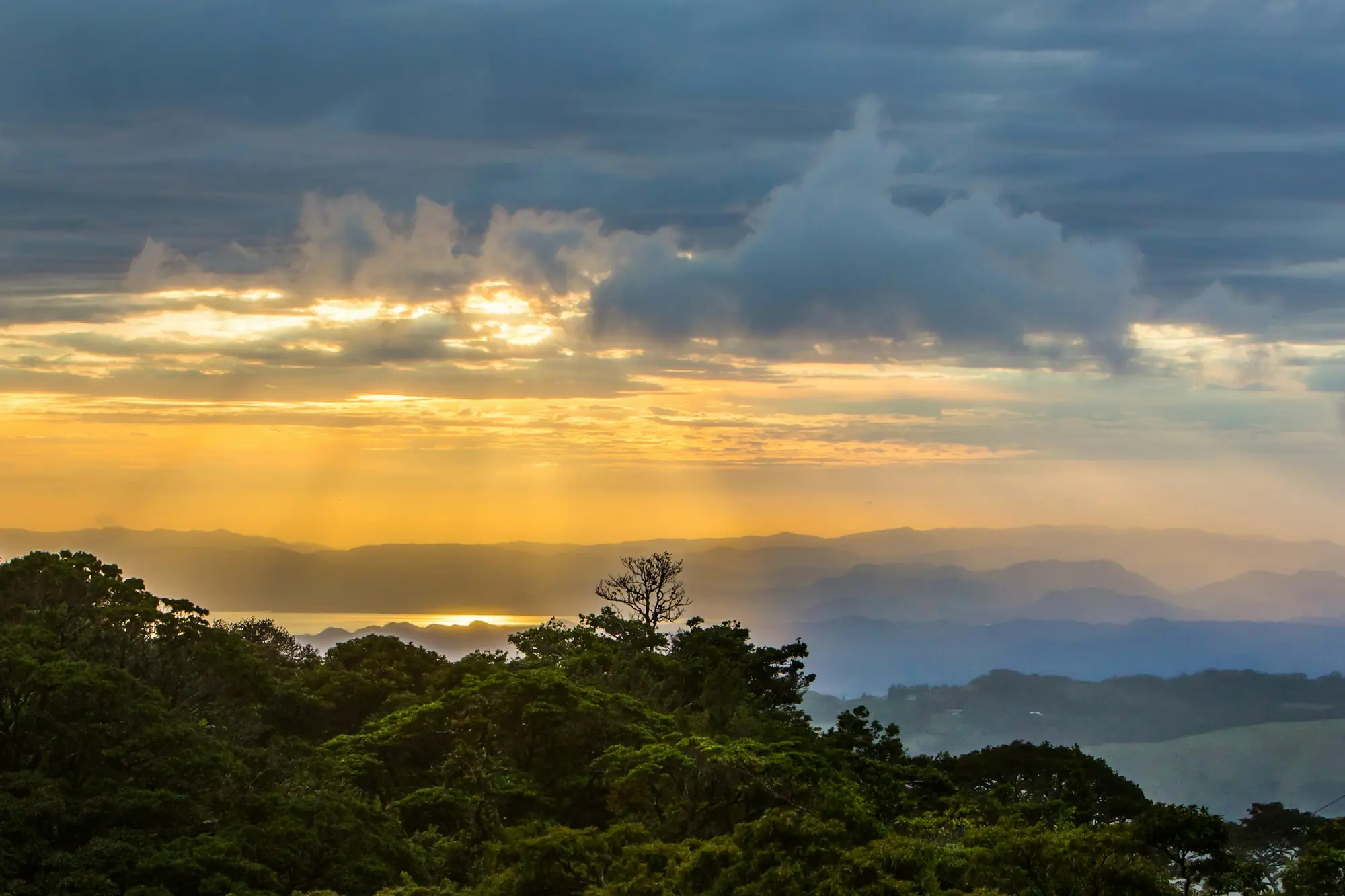 Sunset over the cloud forest of Monteverde, Costa Rica