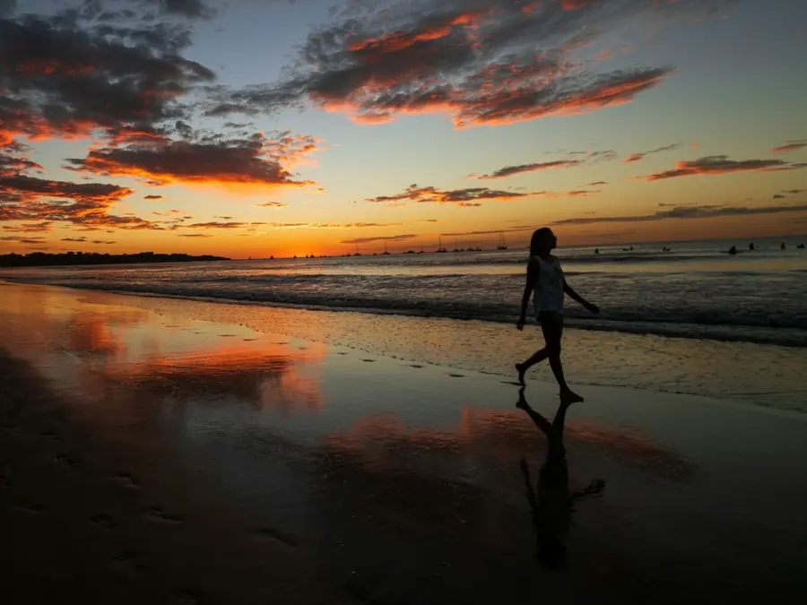 Sunset reflections on Tamarindo Beach